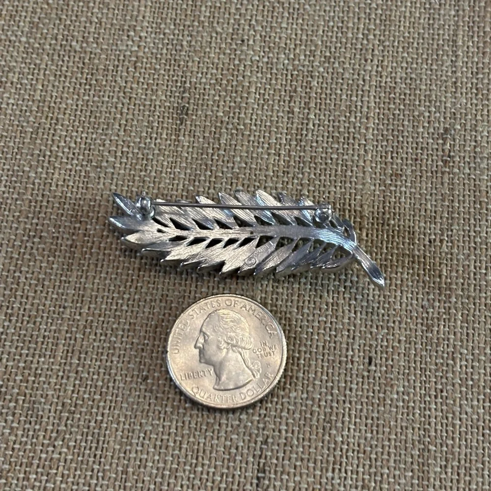Vintage Trifari Fern Leaf Brushed Silver Tone Brooch